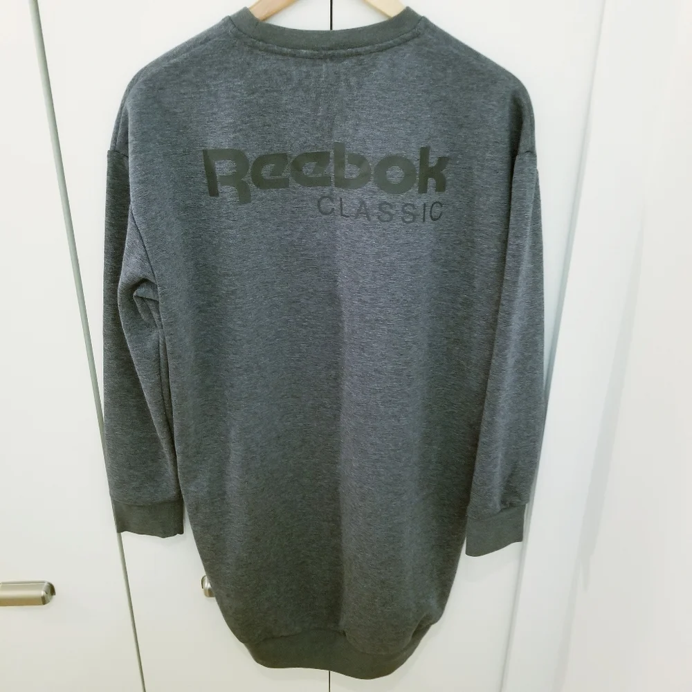 Reebok | Long Grey Sweatshirt Sweater Work Out Gym Top Crew - Picture 1 of 8